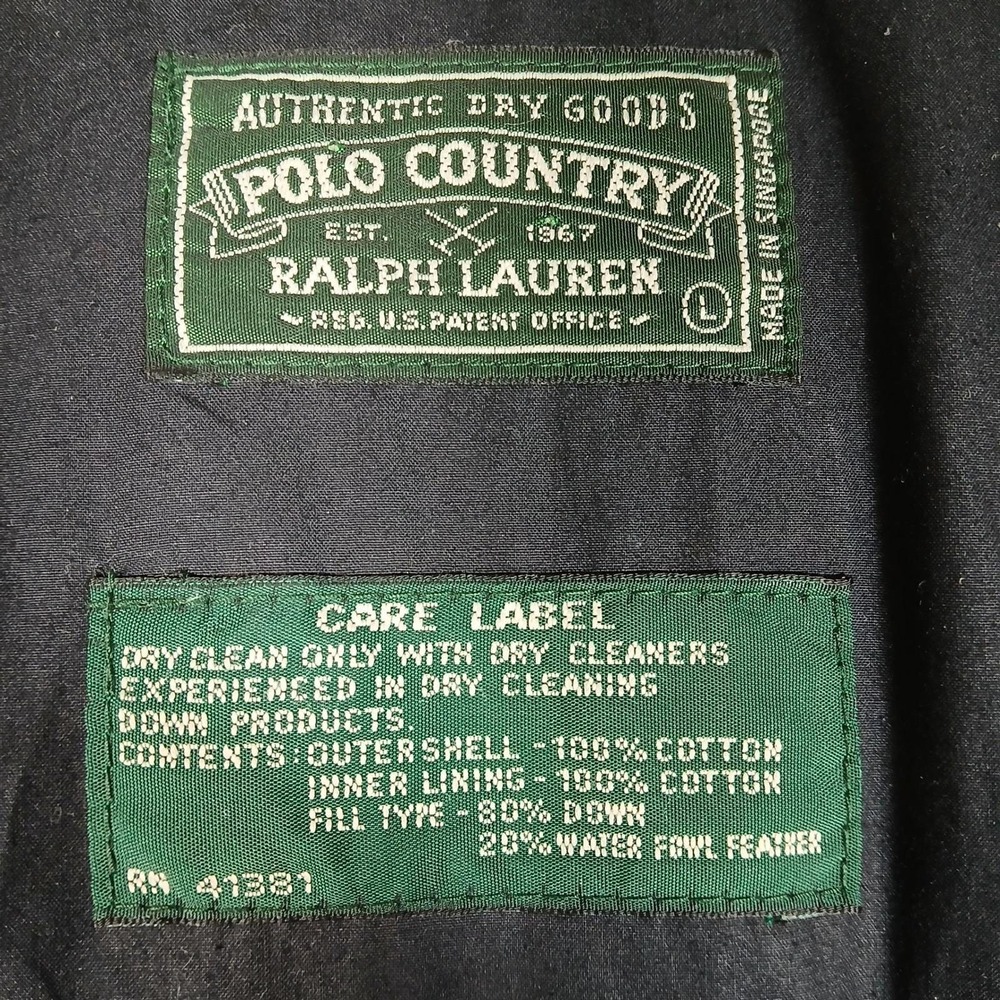 Vintage Polo Ralph Lauren Down Puffer Jacket Mens L Country Native Aztec Black - Picture 4 of 12